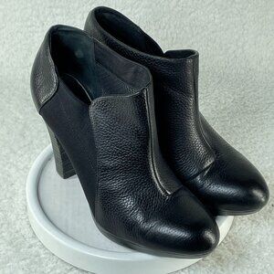 Tsubo Booties Womens US Sz 9 Black F30013E Leather Ankle Cushioned 4.5 Inch Heel